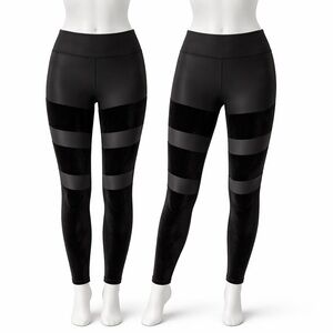 Size XL Yummie Women’s Pleather Velvet Leggings Lot of 2 Black High Rise Stretch